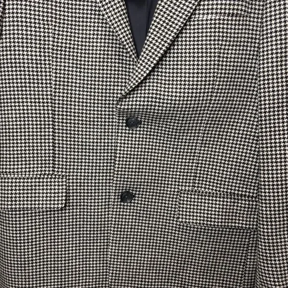 J. Peterman Men's 40R Houndstooth Wool/Cashmere Suit Jacket Sport Coat Blazer
